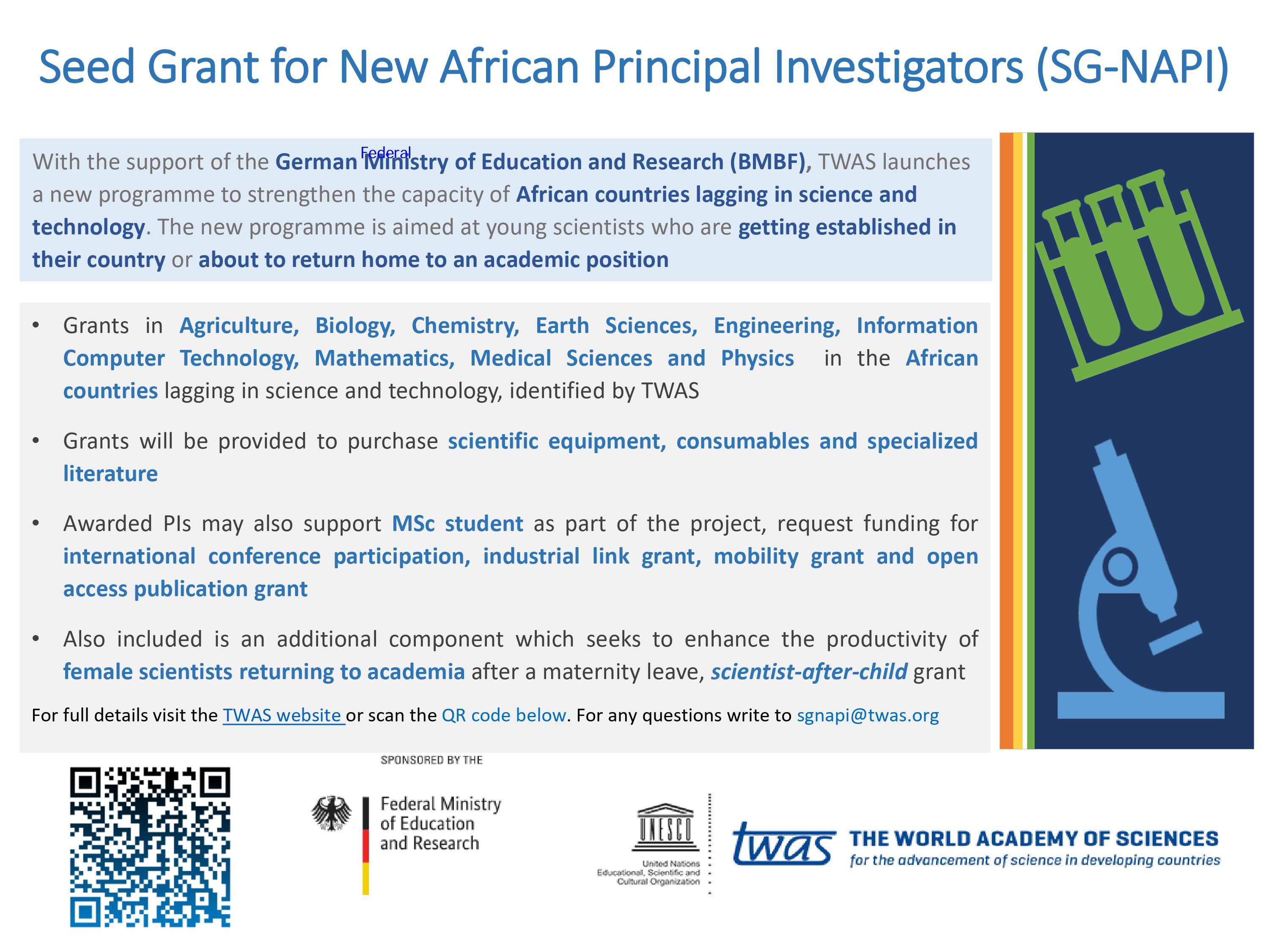 Seed Grant for New African Principal Investigators (SG-NAPI)