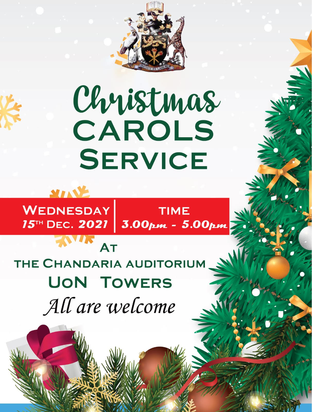 Invitation to a Christmas Carols Service - Wed, Dec 15, 2021 - 3.00 - 5.00pm