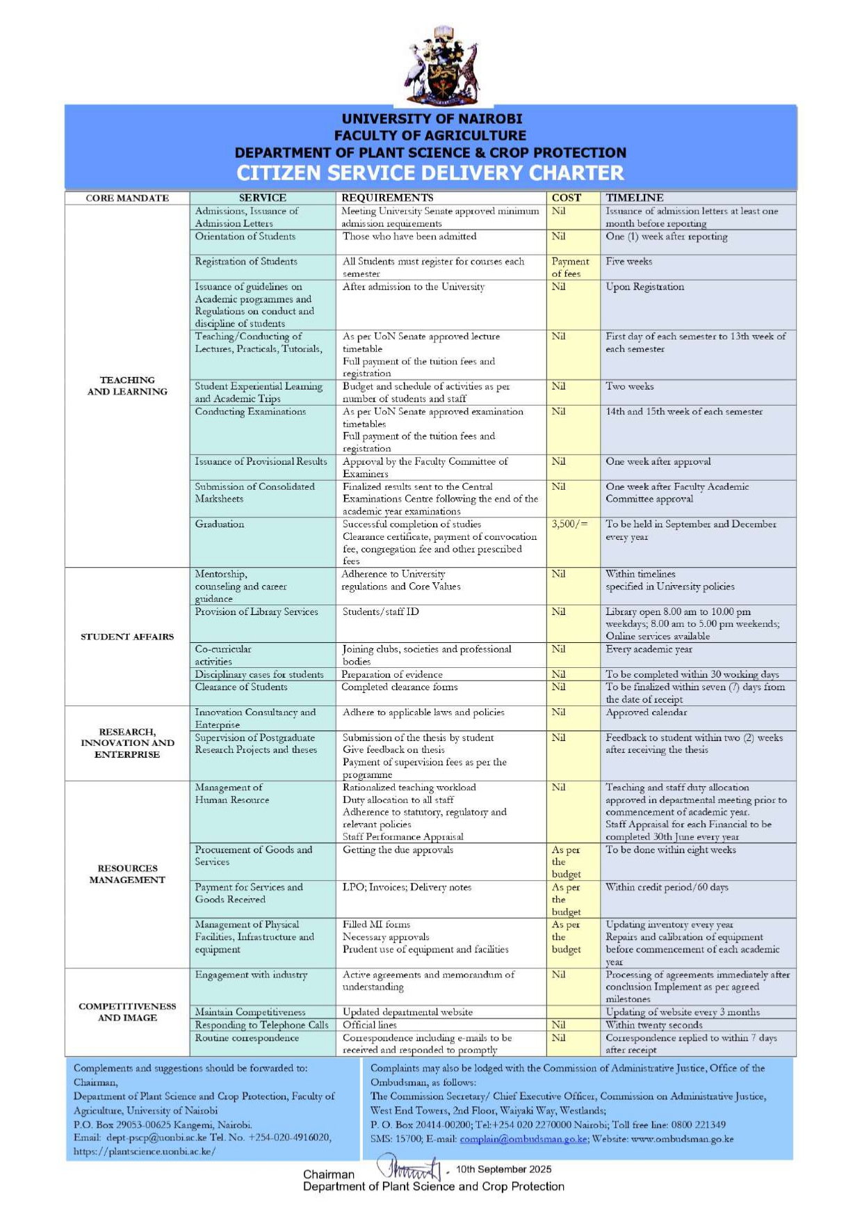 Citizen Service Delivery Charter